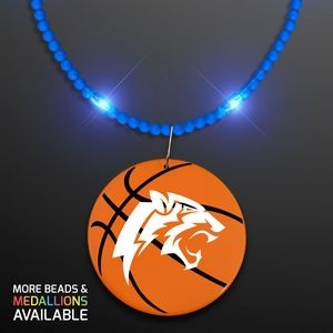Still-Light Blue Beads with Basketball Medallion - Domestic Print