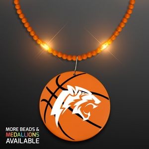 Still-Light Orange Beads with Basketball Medallion - Domestic Print