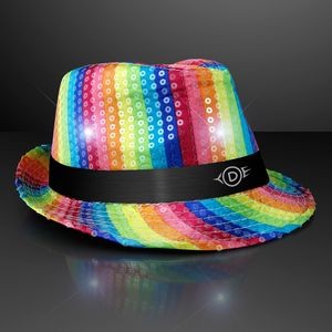 Custom Sequin Rainbow Flashing Fedora Hat - Domestic Print