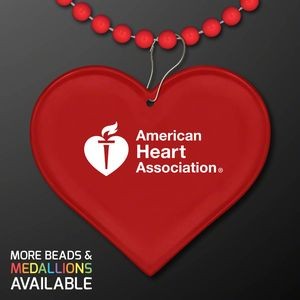 Red Heart Medallion with Beaded Necklace (Non Light Up) - Domestic Print