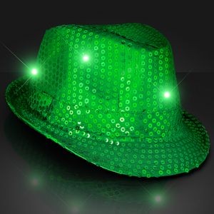 Shiny Green Fedoras w/ Flashing Lights - BLANK