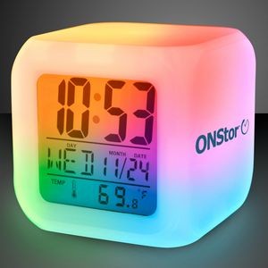 Imprinted Light Up Color Change LED Digital Alarm Clock - Domestic Print
