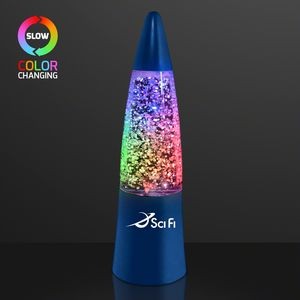 Imprintable Light Up Glitter Rocket Lamp w/ Blue Shell - Domestic Print