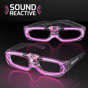 LED 80s Party Shades with Sound Activated Pink Lights - Domestic Print