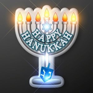 Happy Hanukkah LED Menorah Light Pin - BLANK