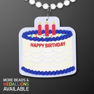 Birthday Cake Medallion with Beaded Necklace (Non Light Up) - BLANK