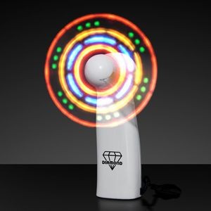 Light Up Promotional Mini Fans with White Handles - Domestic Print