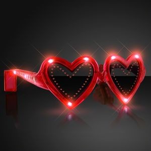 Heart Shaped Red Light Up Sunglasses - Domestic Imprint