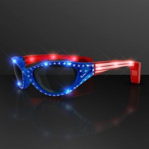 USA Stars & Flag Stripes LED Flashing Sunglasses - BLANK