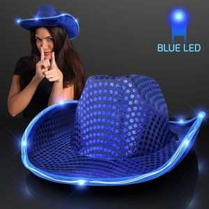 Blue Cowboy Hat w/Blue Lights Brim - BLANK