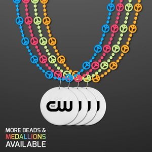Peace Sign Bead Necklaces with Medallion (NON-LIGHT UP) - Domestic Print