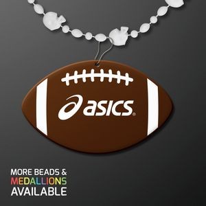 White Football Party Bead Necklaces with Football Medallion - Domestic Print