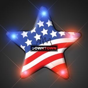 Imprinted US Flag Star Light Pin - Domestic Imprint