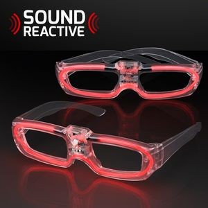 Sound Reactive LED Red Party Shades, 80s Style - BLANK