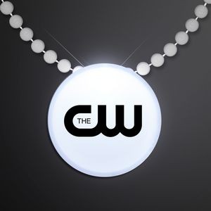 White LED Circle Badge with Beads - Domestic Imprint