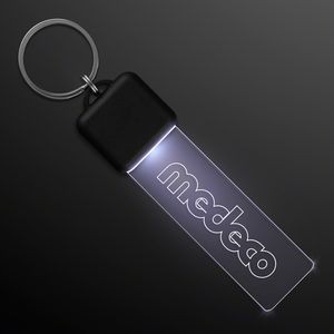 Laser Engraved - White LED Keychain Light - Domestic Print