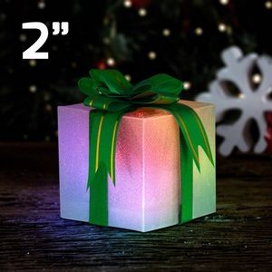 Small Light Up Gift Box Ornament (Slow Color Change) - BLANK