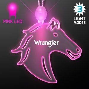Acrylic Horse Head Shape Necklace w/Pink LED - Domestic Print