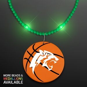 Still-Light Green Beads with Basketball Medallion - Domestic Print
