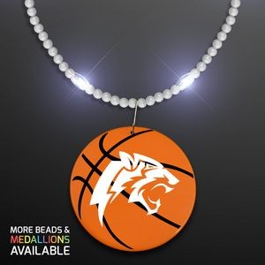 Still-Light White Beads with Basketball Medallion - Domestic Print