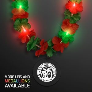 Christmas Hawaiian LED lei with Black Medallion - Domestic Print