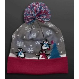 Cute Penguins LED Beanie Hat, Blinky Knit Cap