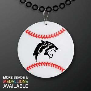 Baseball Medallion with Black Beaded Necklace (Non Light Up) - Domestic Print