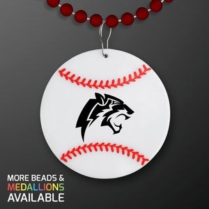 Baseball Medallion with Crimson Beaded Necklace (Non Light Up) - Domestic Print