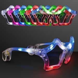Assorted Color Flashing LED Star Shaped Sunglasses - BLANK