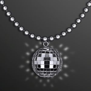 Disco Ball Necklace, Charm on Silver Beads (NON-Light Up) - BLANK