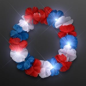 Light Up Red, White & Blue Stretch Flower Crown - BLANK