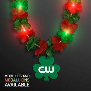 Christmas Hawaiian LED lei with Shamrock Medallion - Domestic Print