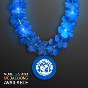 Light Up Blue Lei with Blue Medallion - Domestic Print
