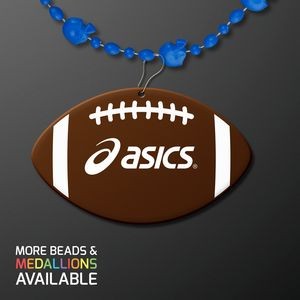 Blue Football Party Bead Necklaces with Football Medallion - Domestic Print