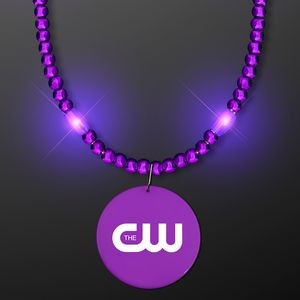 Light Up Purple Party Necklace Beads with Medallions - Domestic Imprint