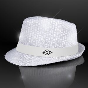 Custom White Fedora Hat w/ White Bands - Domestic Print