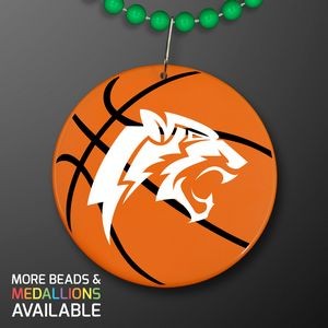Basketball Medallions on Green Beads Necklace (NON-Light Up)