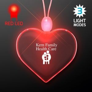 Light Up Promotional Acrylic Heart Necklace Red LED - Domestic Print