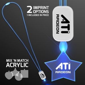 Blue LED Cool Lanyards with Acrylic Star Pendant - Domestic Imprint