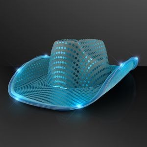 Turquoise Cowboy Hat w/Blue Lights Brim - BLANK