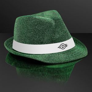 Snazzy Green Fedora Hat with White Band (NON-Light Up) - Domestic Print