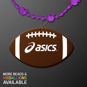 Purple Football Party Bead Necklaces with Football Medallion - Domestic Print
