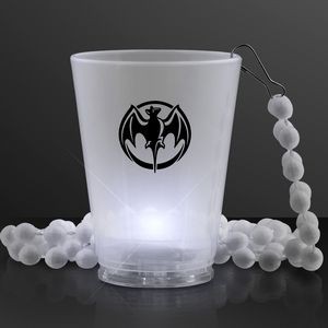 LED White Party Shot Glass on White Bead Necklaces - Domestic Print