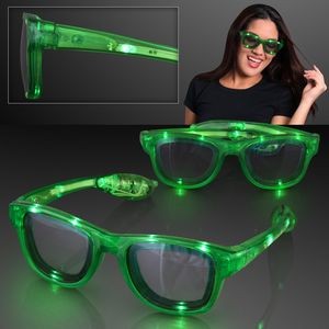 LED Flashing Cool Shade Green Sunglasses - BLANK
