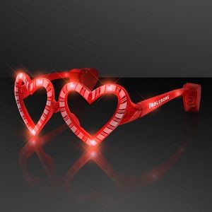 Holiday Hearts Light Up Candy Cane Glasses - Domestic Imprint
