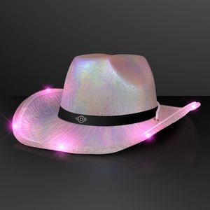 Light Up Iridescent Space Cowgirl Hat w/ Black Band - Domestic Print
