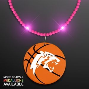 Still-Light Pink Beads with Basketball Medallion - Domestic Print