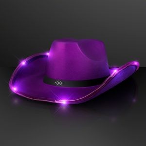 Shiny Light Up Purple Cowboy Hat w/ Black Band - Domestic Print