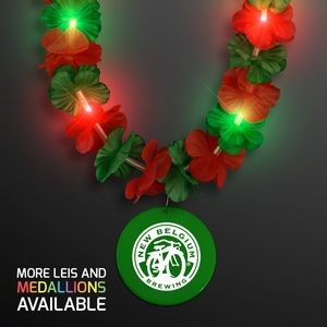 Christmas Hawaiian LED lei with Green Medallion - Domestic Print