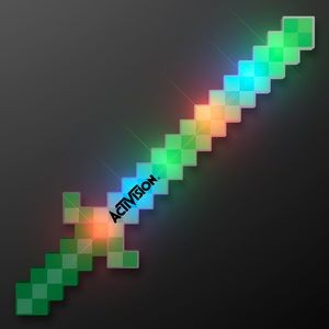Flashing Green Pixel Sword Light Up Toys - Domestic Print